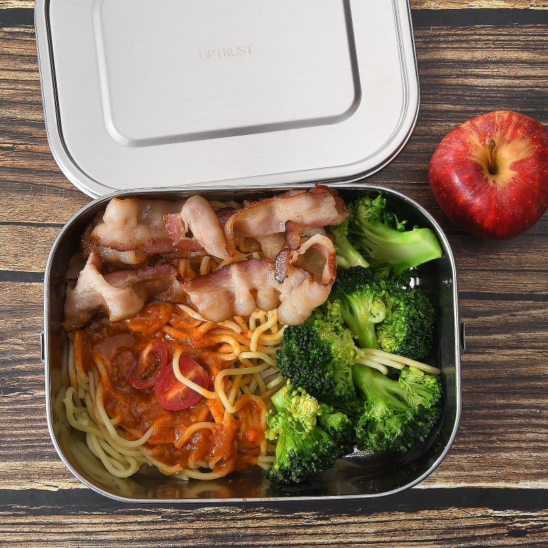 UPTRUST Leak Proof Stainless Steel Lunch Food Container, Large Bento Boxes Metal Lunch Box for Kids or Adults - Lockable Clips (1400ML/47oz) - Image 3